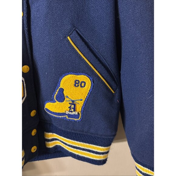 1980 Wms Letterman Varsity Coat Metals Patches Wool Blue Gold Majorette 36 (S/M) - Picture 6 of 12
